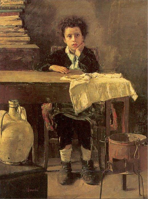 Mancini, Antonio The Poor Schoolboy oil painting image